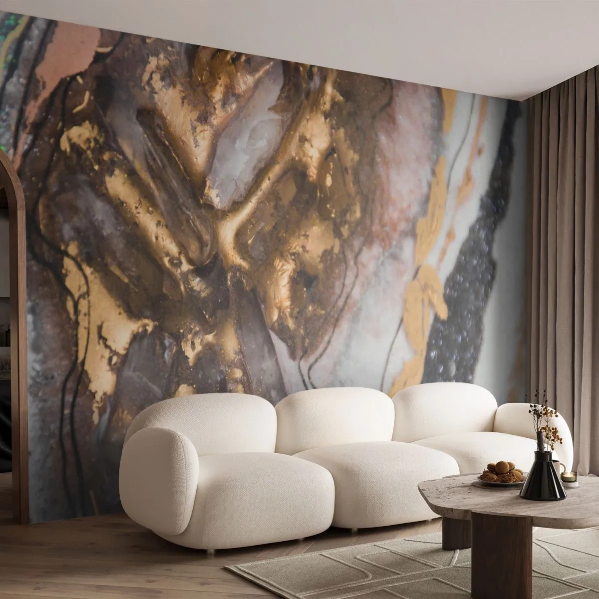 Papier Peint Photo Premium Sand - Élément de la terre - Abstraction, Graphique, Morceau - 350x256 cm