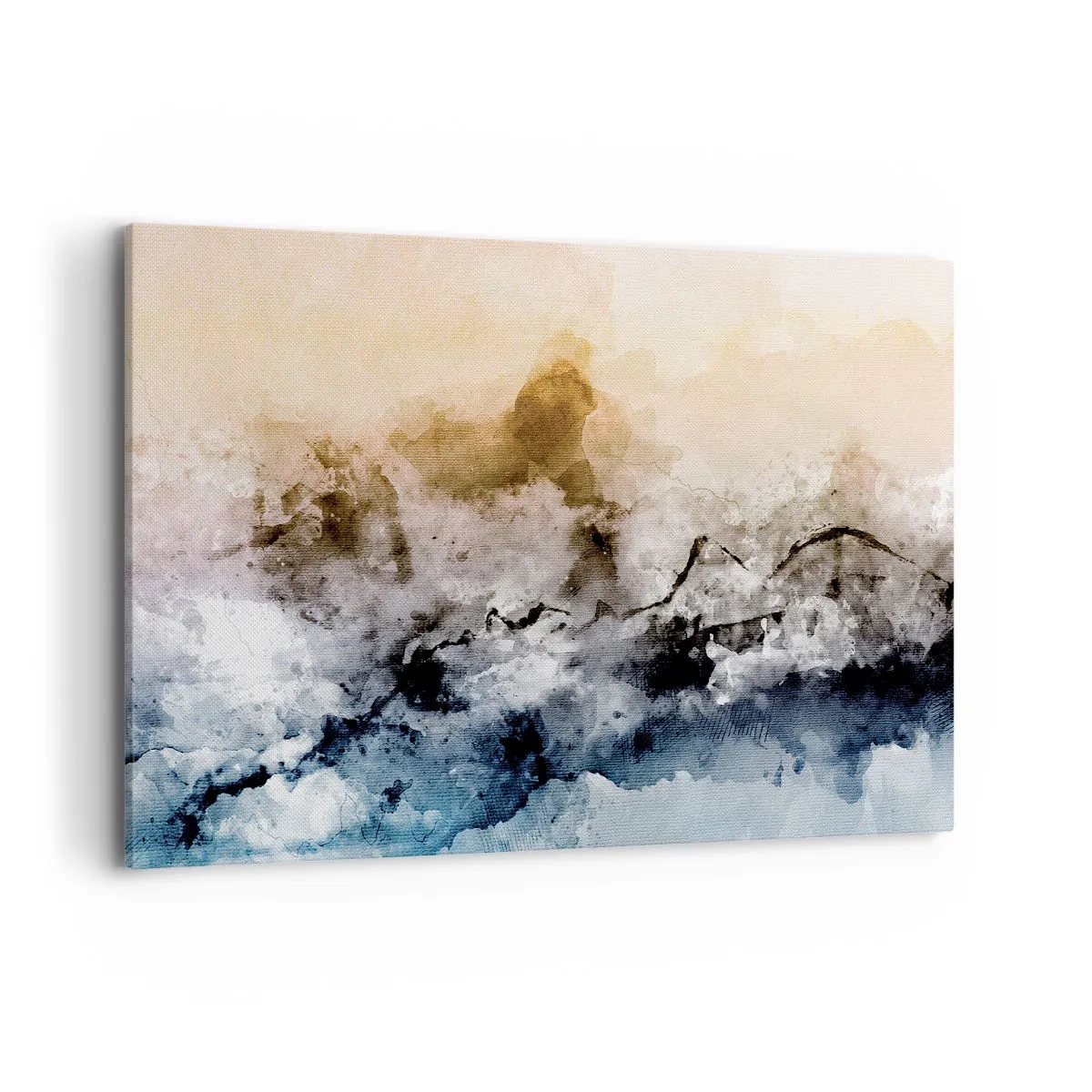 Impression sur toile - Image sur toile - Paysage abstrait avec brouillard et couleurs subtiles - 100x70cm - Noyé dans un nuage de brouillard - Décoration murale moderne pour le salon et la chambre ARTTOR