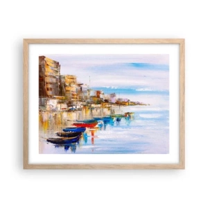 Affiche dans un chêne clair - Poster - Un havre urbain multicolore - 50x40 cm