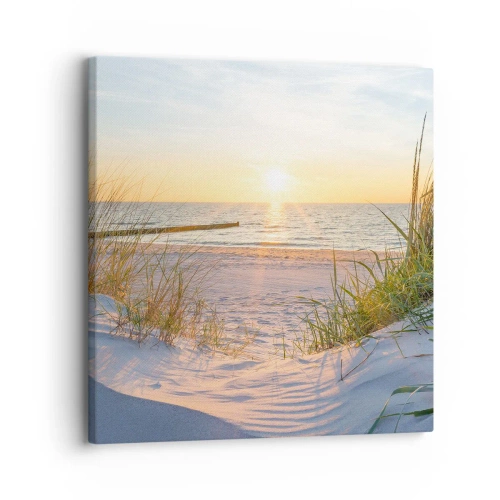 Impression sur toile - Image sur toile - Le bruit de la mer, le chant des oiseaux, une plage sauvage parmi les herbes… - 30x30 cm