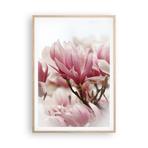 Affiche dans un chêne clair - Poster - Fleurs de printemps - 70x100 cm