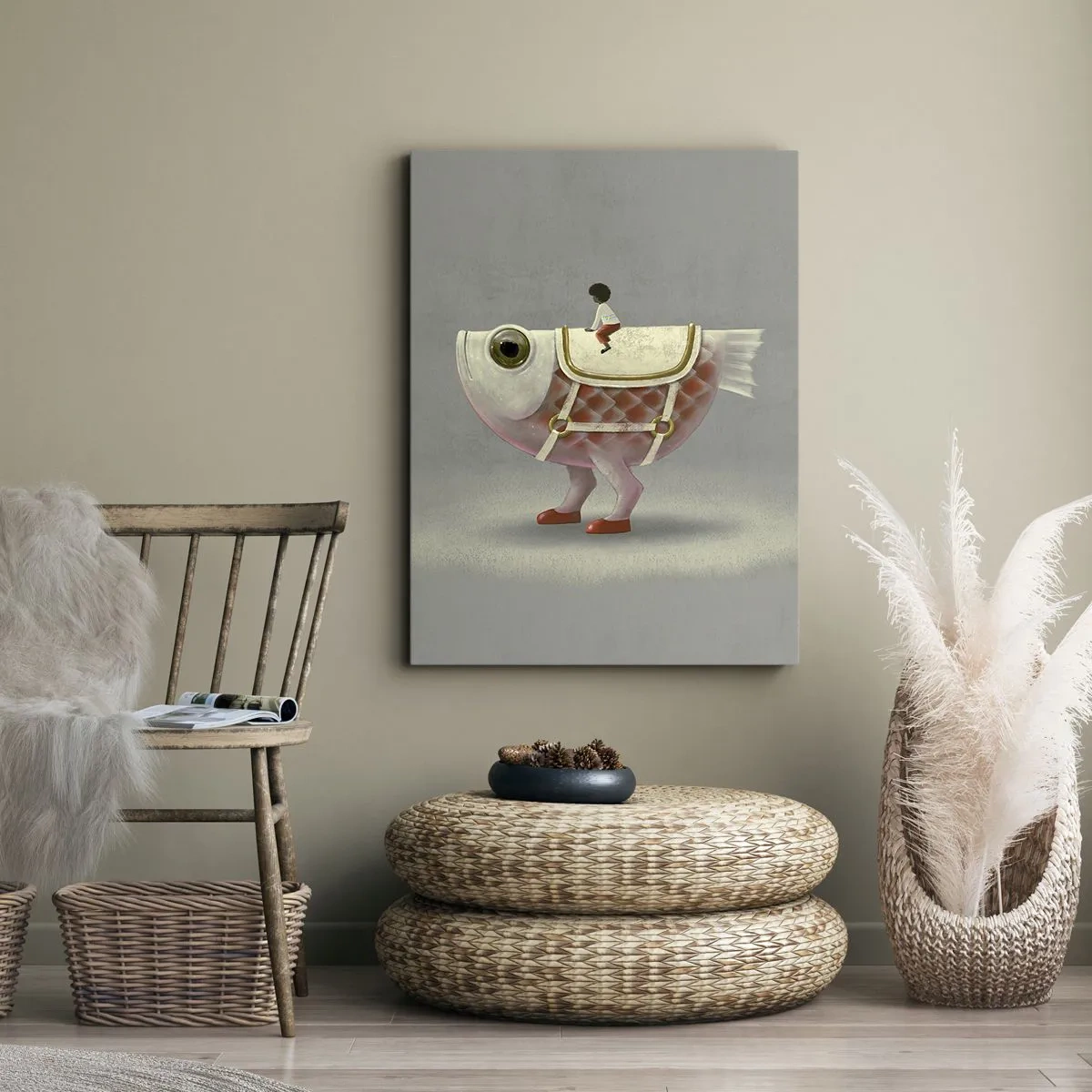Impression sur toile - Image sur toile - Le cavalier poisson - 45x80 cm