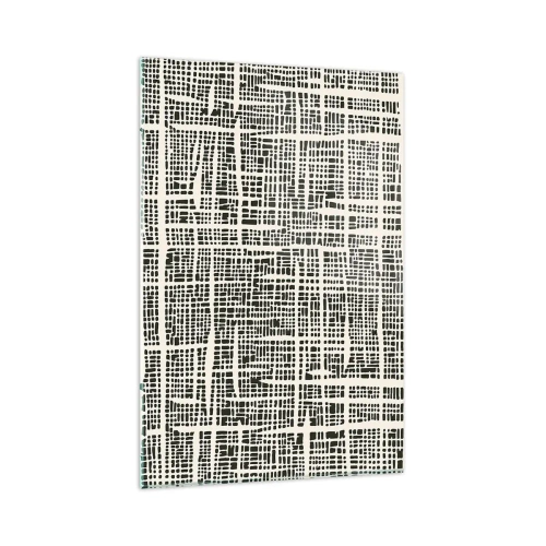 Impression sur verre - Image sur verre - Un motif géométrique ressemblant à une grille sur un fond clair - 80x120cm - Composition tissée - Décoration murale moderne pour le salon et la chambre ARTTOR