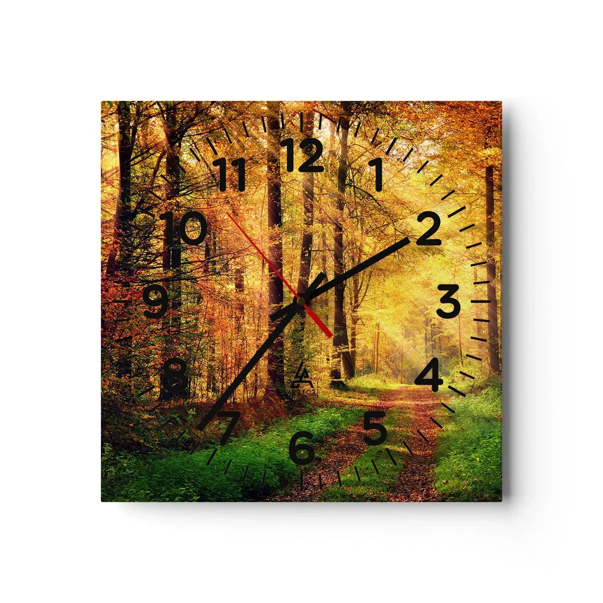 Horloge murale - Pendule murale - Silence d'or en forêt - 40x40 cm