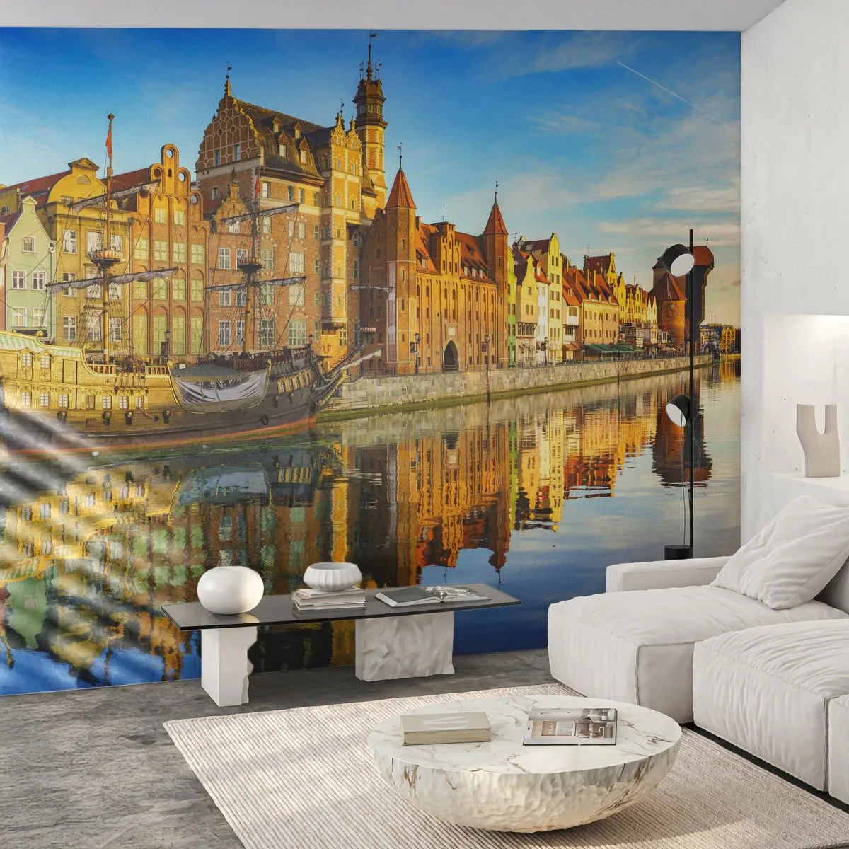 Papier Peint Autocollant Deluxe Sticker - Reflet dans le miroir du passé - Ville, Gdańsk, Architecture - 250x175 cm