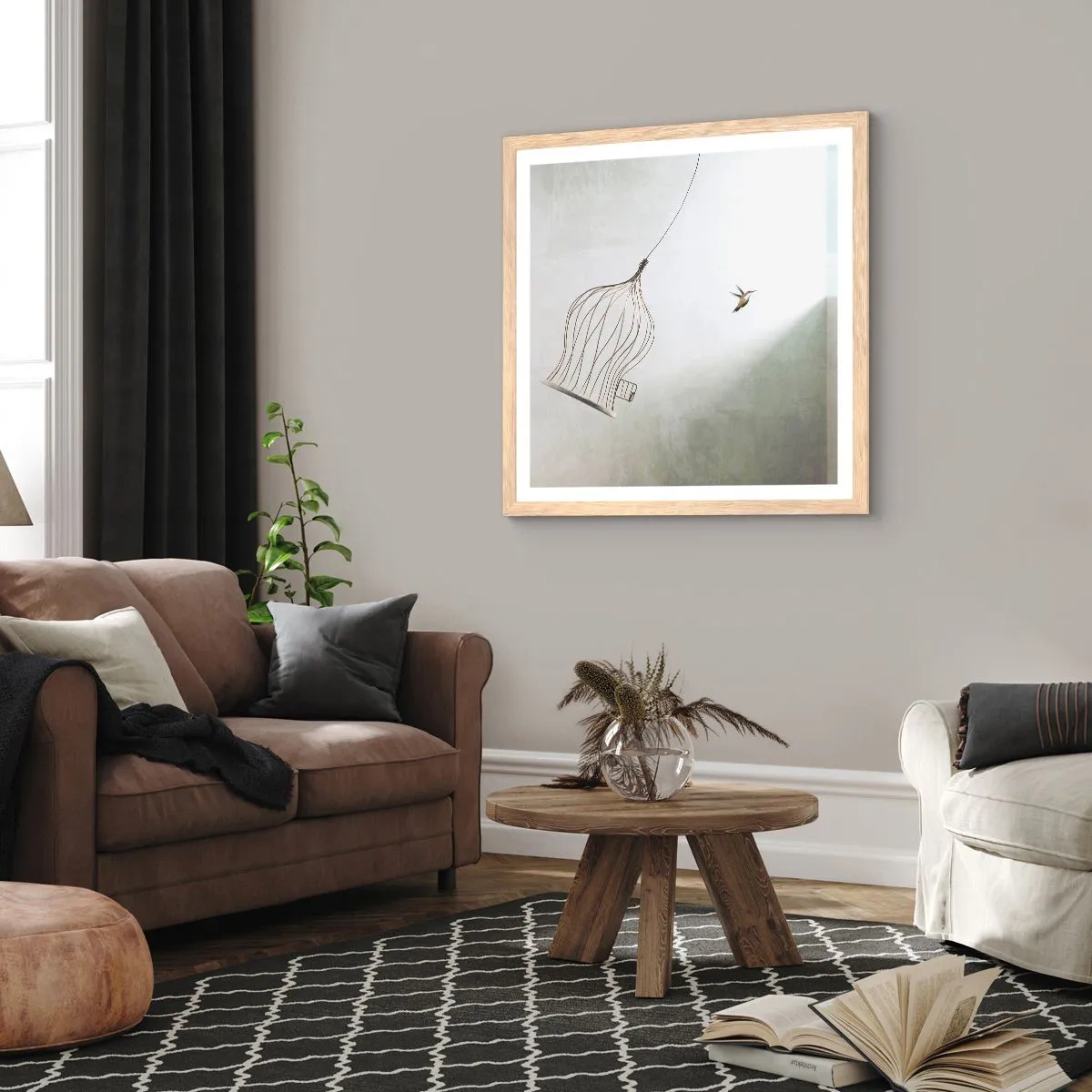 Affiche dans un chêne clair - Poster - Dans son élément - 40x40 cm