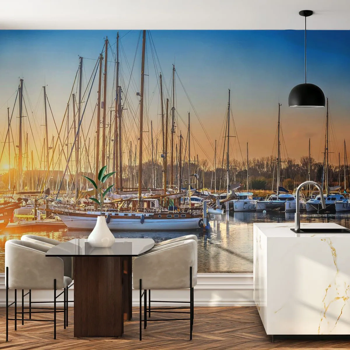 Papier Peint Autocollant Deluxe Sticker - Le vent aussi doit dormir - Paysage, Marina, Voilier - 250x175 cm