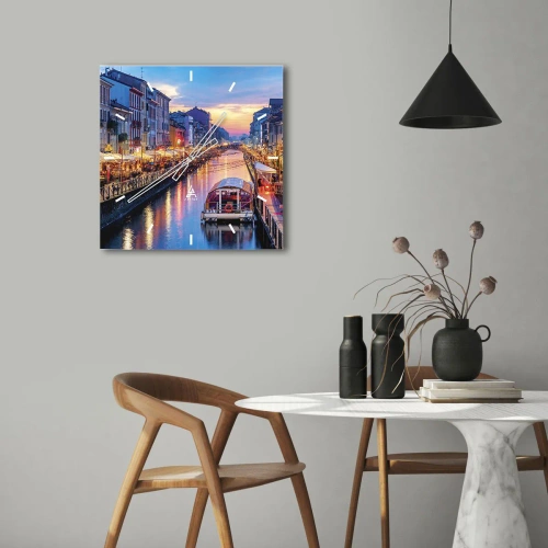 Horloge murale - Pendule murale - Soirée de lumière et de jeu - 40x40 cm