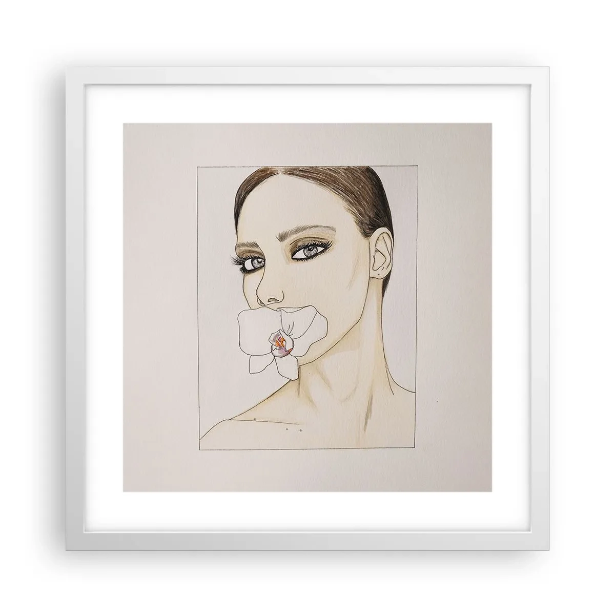 Affiche dans un cadre blanc - Poster - Symbole de l'élégance et de la beauté - 40x40 cm