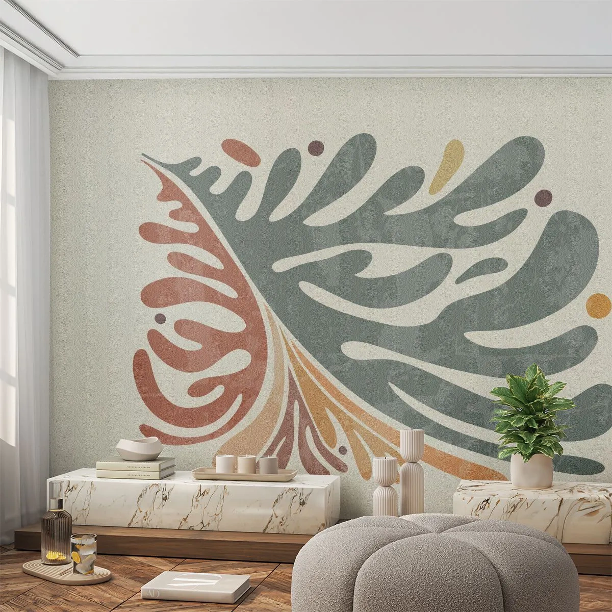 Papier Peint Photo Premium Canvas - Feuille multicolore - Bohème, Minimalisme, Morceau - 250x175 cm