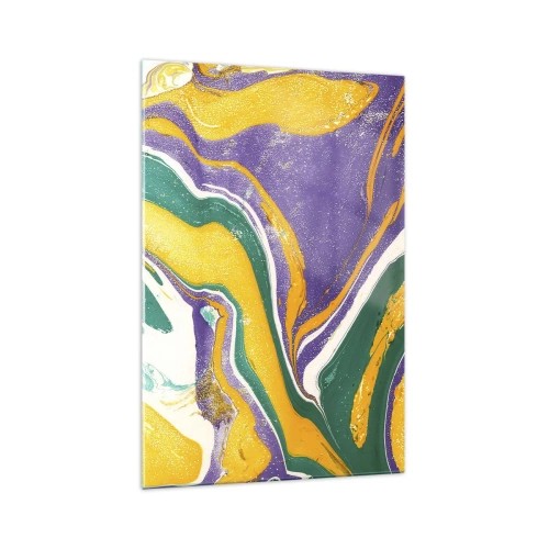 Impression sur verre - Image sur verre - Motif de marbre abstrait aux couleurs vives - 70x100cm - Ondes de couleur - Décoration murale moderne pour le salon et la chambre ARTTOR