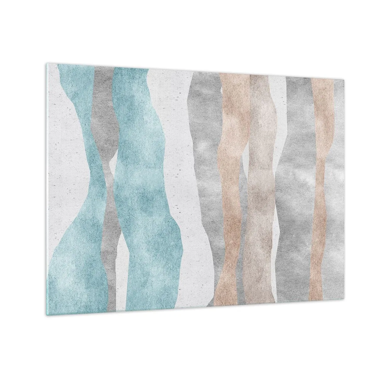 Impression sur verre - Image sur verre - Rayures délicates dans les tons beige et bleu - 70x50cm - Une étude de proximité - Décoration murale moderne pour le salon et la chambre ARTTOR