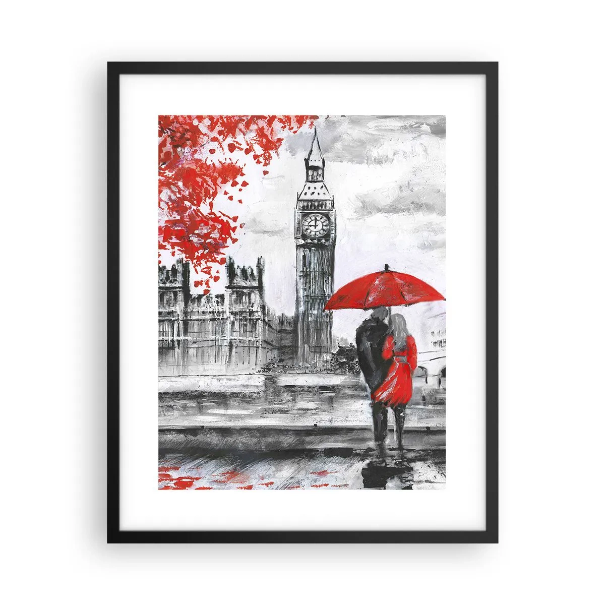 Affiche dans un cadre noir - Poster - Amoureux de Londres - 40x50 cm