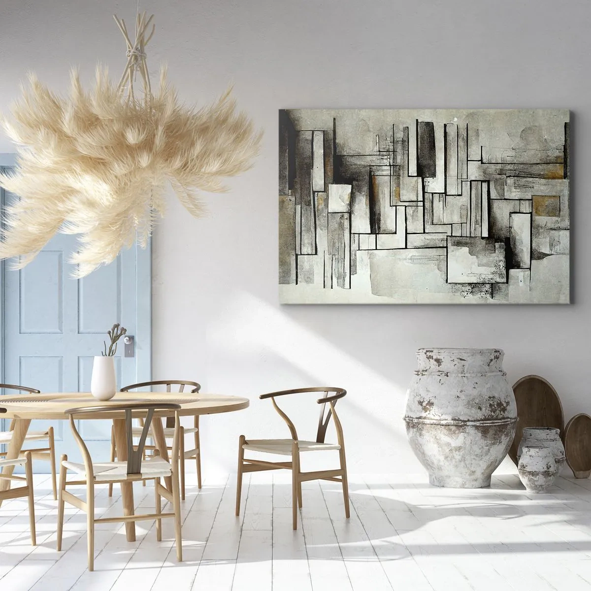 Impression sur toile - Image sur toile - Rectangles abstraits dans les tons de gris et de noir - 70x50cm - Le pouvoir de la simplicité - Décoration murale moderne pour le salon et la chambre ARTTOR