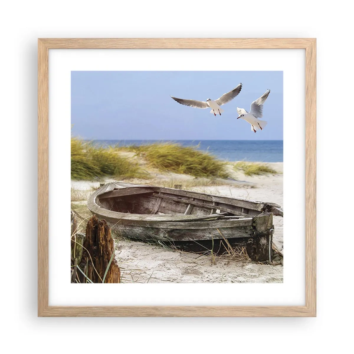 Affiche dans un chêne clair - Poster - Bain de vent - 40x40 cm