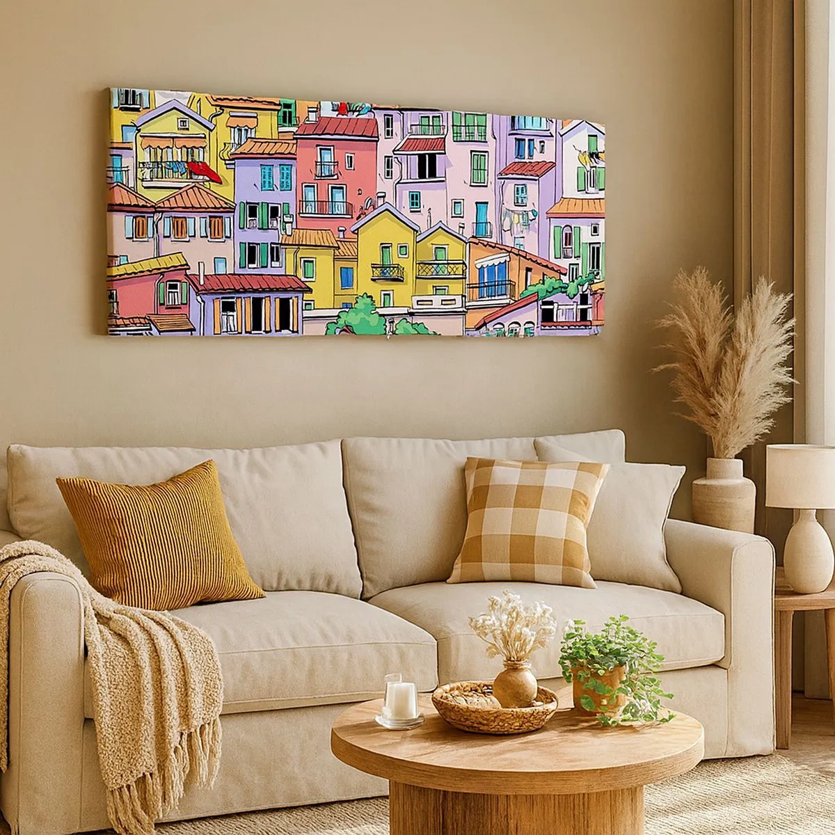 Impression sur toile - Image sur toile - Ville joyeuse - 100x40 cm