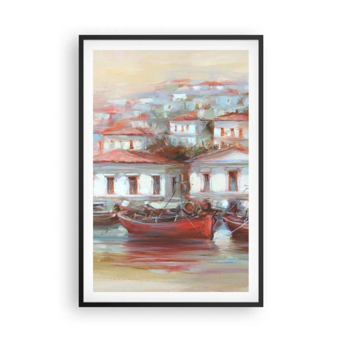 Affiche dans un cadre noir - Poster - Petite ville heureuse - 61x91 cm