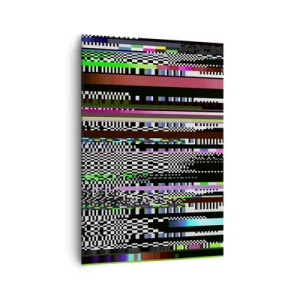 Impression sur toile - Image sur toile - Lignes et pixels colorés dans un style abstrait - 70x100cm - L'image de contrôle de la réalité - Décoration murale moderne pour le salon et la chambre ARTTOR