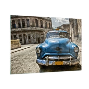 Impression sur verre - Image sur verre - Voiture classique cubaine dans les rues de La Havane - 100x70cm - L'ancien est beau - Décoration murale moderne pour le salon et la chambre ARTTOR