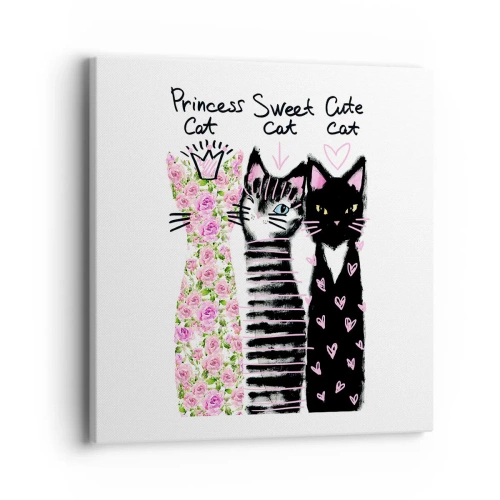 Impression sur toile - Image sur toile - Il y avait trois chats - 40x40 cm