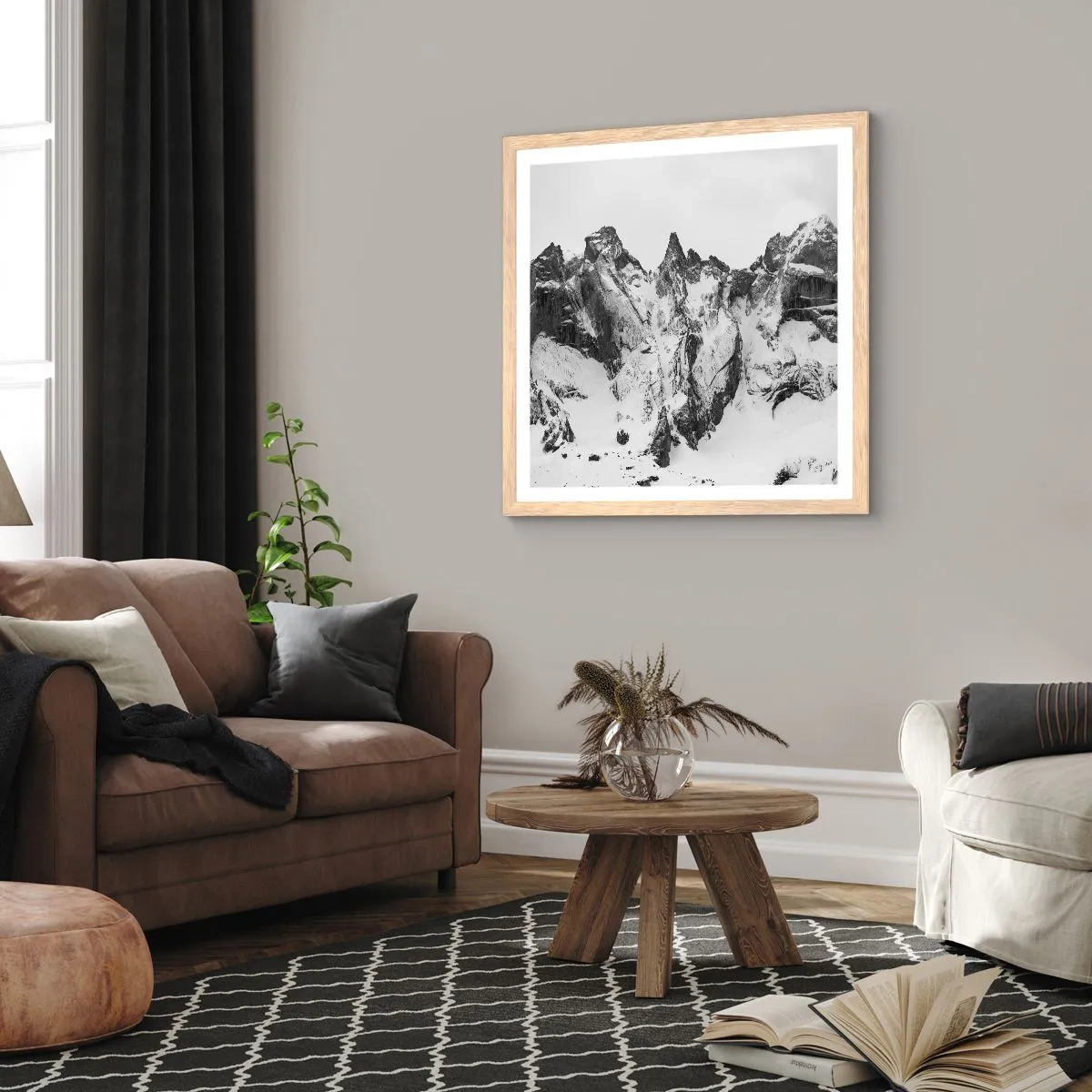 Affiche dans un chêne clair - Poster - Crête dangereuse de granit - 50x50 cm