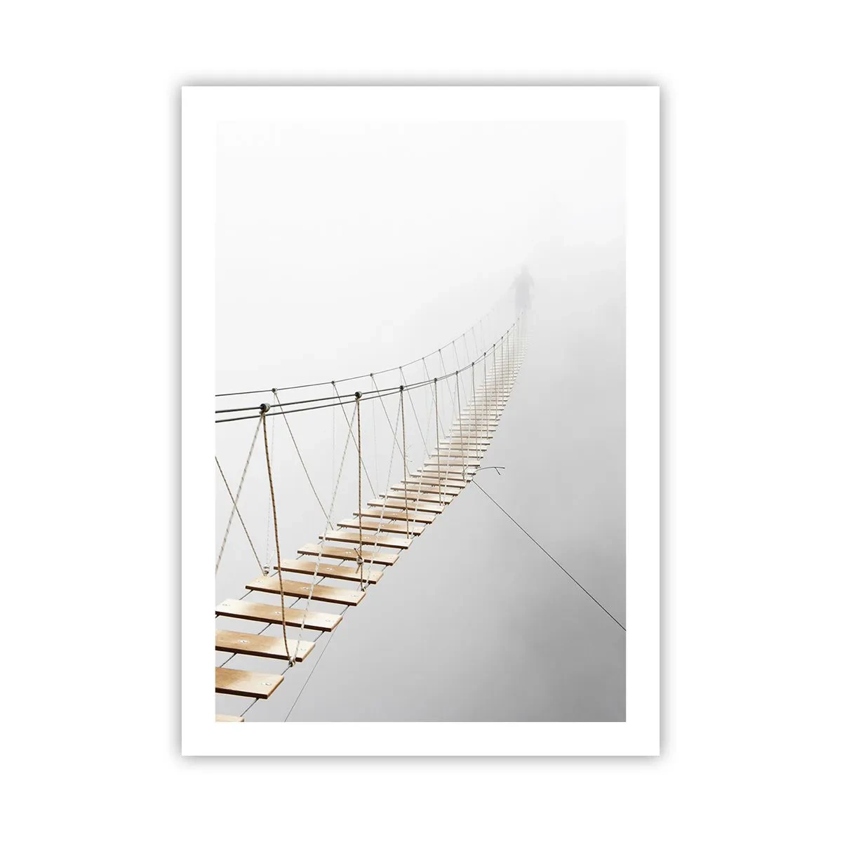 Affiche - Poster - Un pont suspendu noyé dans le brouillard - 50x70cm - Où cela va-t-il te mener? - Décoration murale moderne pour le salon et la chambre ARTTOR