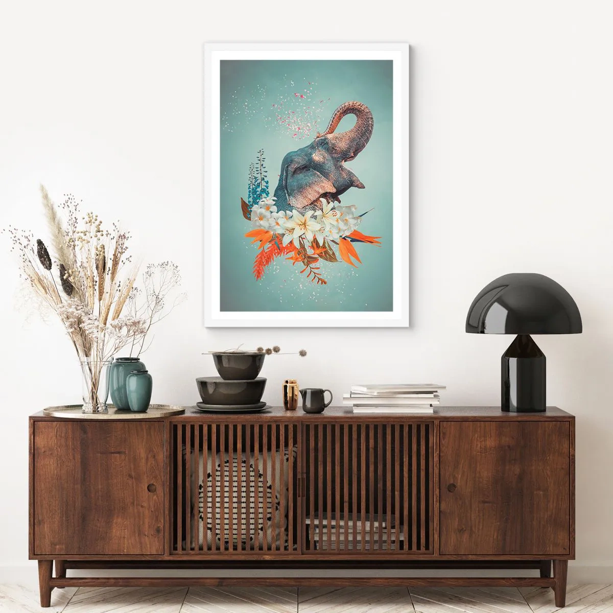 Affiche dans un cadre blanc - Poster - Un rugissement de joie - 40x50 cm