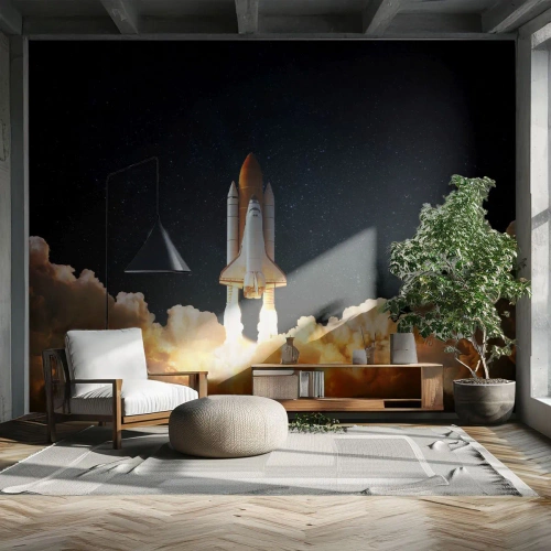 Papier peint sur mesure Autocollant Deluxe - Ad astra! - Cosmos, Astronomie, Vaisseau spatial