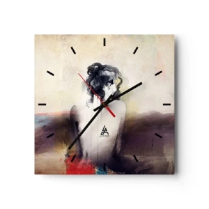 Horloge murale - Pendule murale - Un portrait subtil d'une femme dans un style artistique - 30x30cm - Lignes lisses, formes ovales - Décoration murale moderne pour le salon et la chambre ARTTOR