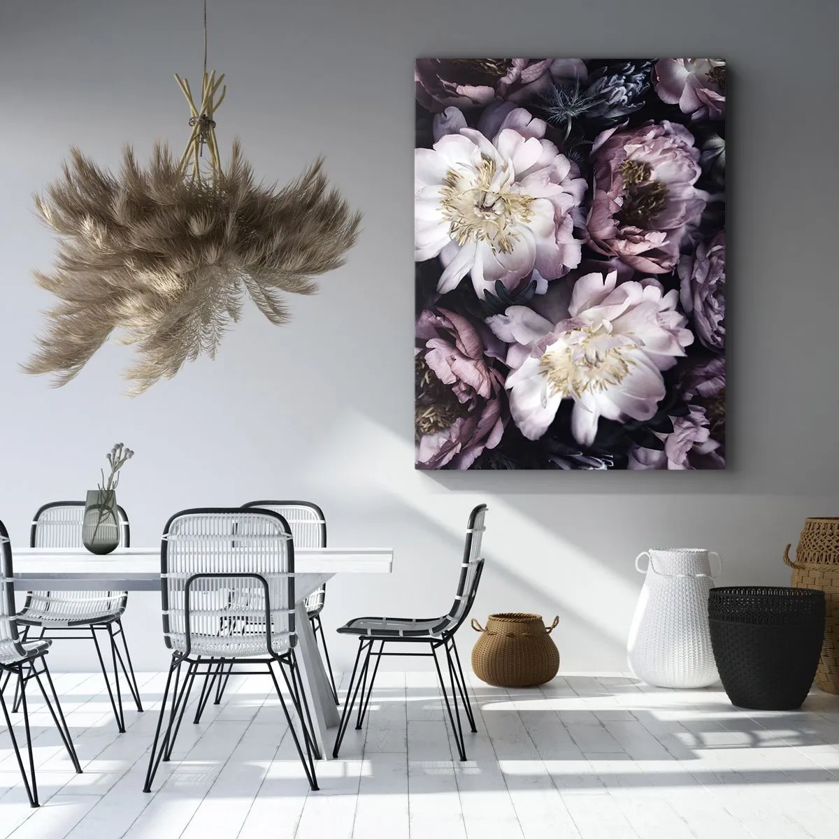 Impression sur toile - Image sur toile - Fleurs aux tons pastel délicats - 50x70cm - Bouquet à l'ancienne - Décoration murale moderne pour le salon et la chambre ARTTOR