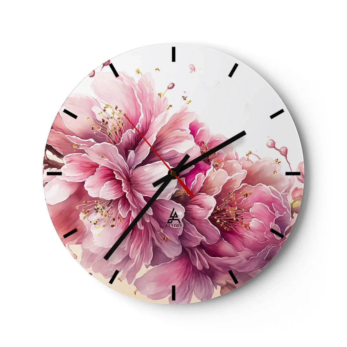Horloge murale - Pendule murale - Fleur florissante de cerisier - 30x30 cm