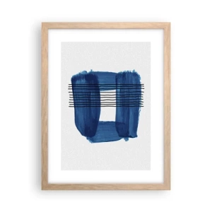 Affiche dans un chêne clair - Poster - Composition noire-bleue - 30x40 cm