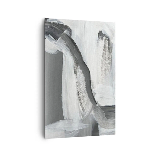 Impression sur toile - Image sur toile - Abstraction grise et blanche avec des lignes dynamiques - 80x120cm - Un geste décisif - Décoration murale moderne pour le salon et la chambre ARTTOR