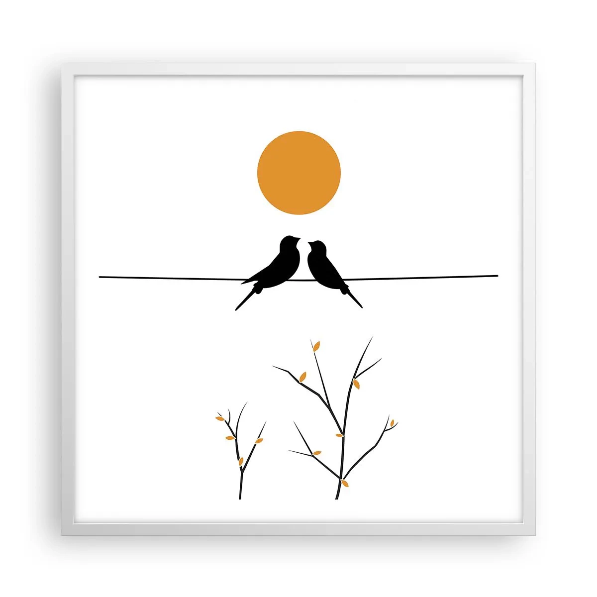 Affiche dans un cadre blanc - Poster - Soirée pour rossignols - 60x60 cm