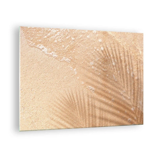 Impression sur verre - Image sur verre - Plage et ombre sur le sable - 70x50cm - Ombre d'un été chaud - Décoration murale moderne pour le salon et la chambre ARTTOR
