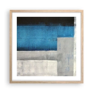 Affiche dans un chêne clair - Poster - Une composition poétique de gris et de bleu - 50x50 cm