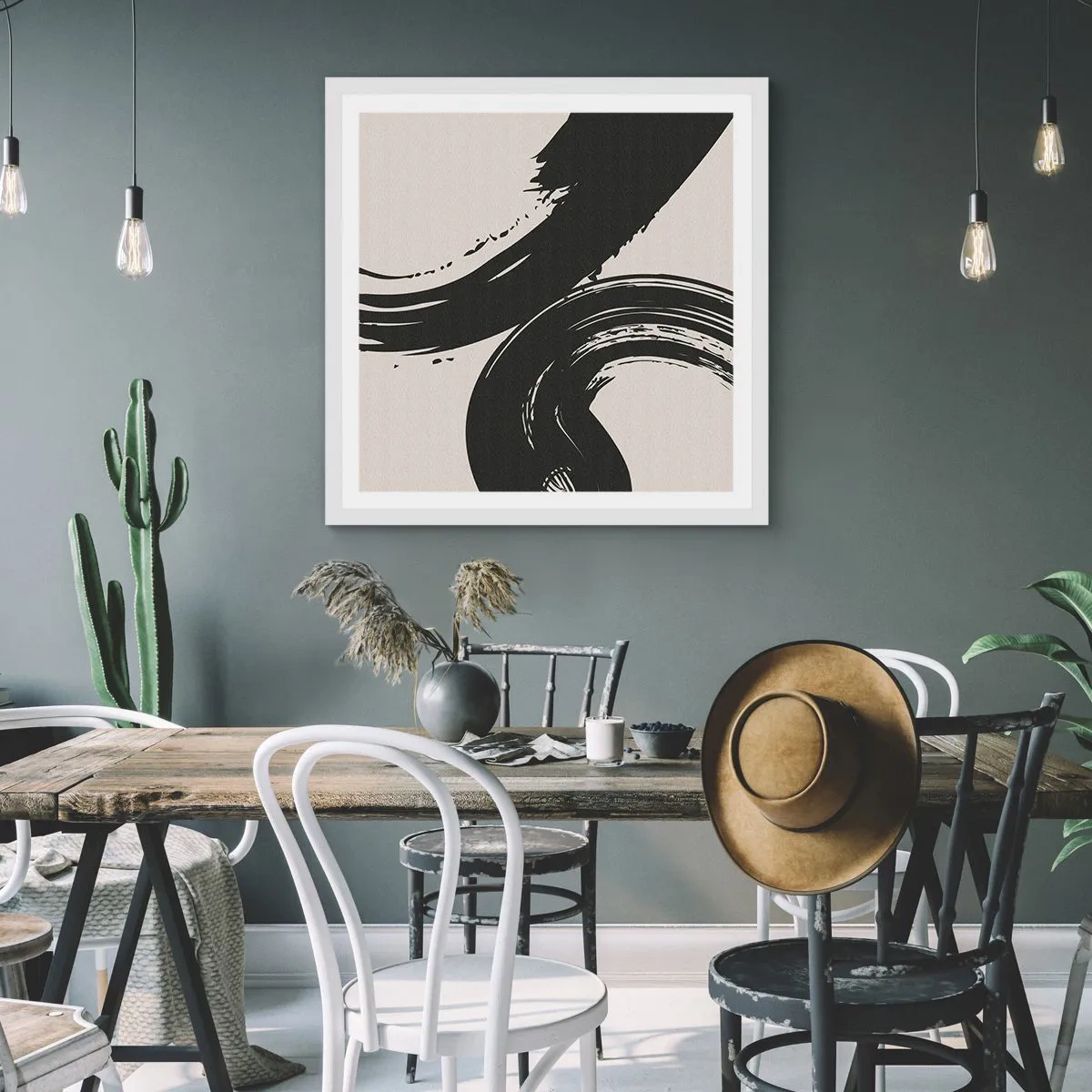 Affiche dans un cadre blanc - Poster - Balayage circulaire - 40x40 cm