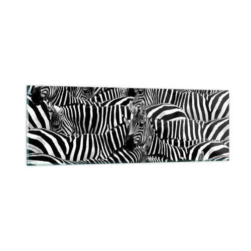 Impression sur verre - Image sur verre - Portrait collectif à rayures - 90x30 cm