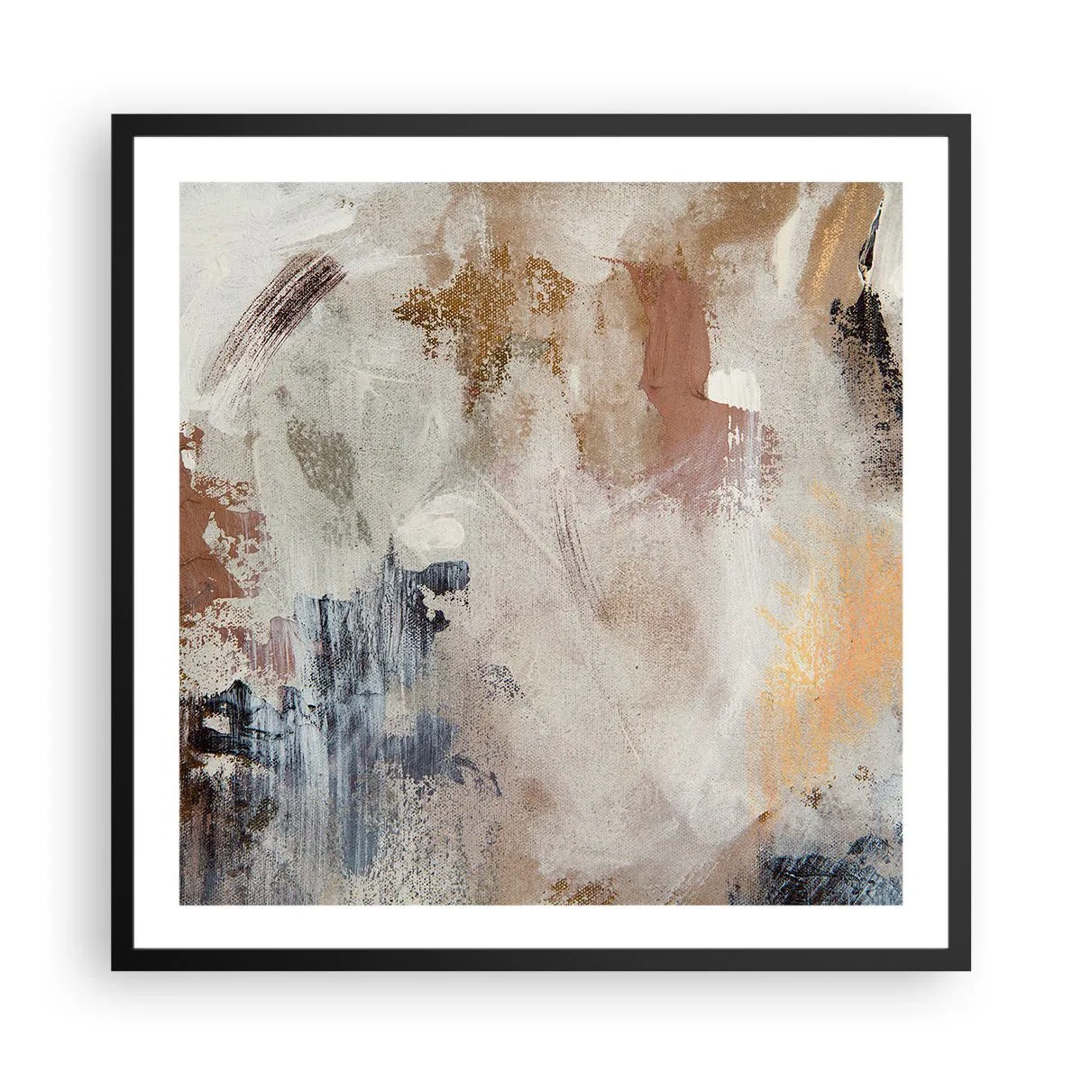 Affiche dans un cadre noir - Poster - Abstraction brumeuse - 60x60 cm