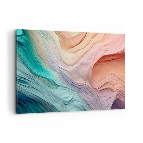 Impression sur toile - Image sur toile - Vagues abstraites aux couleurs pastel et arc-en-ciel - 100x70cm - Vague arc-en-ciel - Décoration murale moderne pour le salon et la chambre ARTTOR