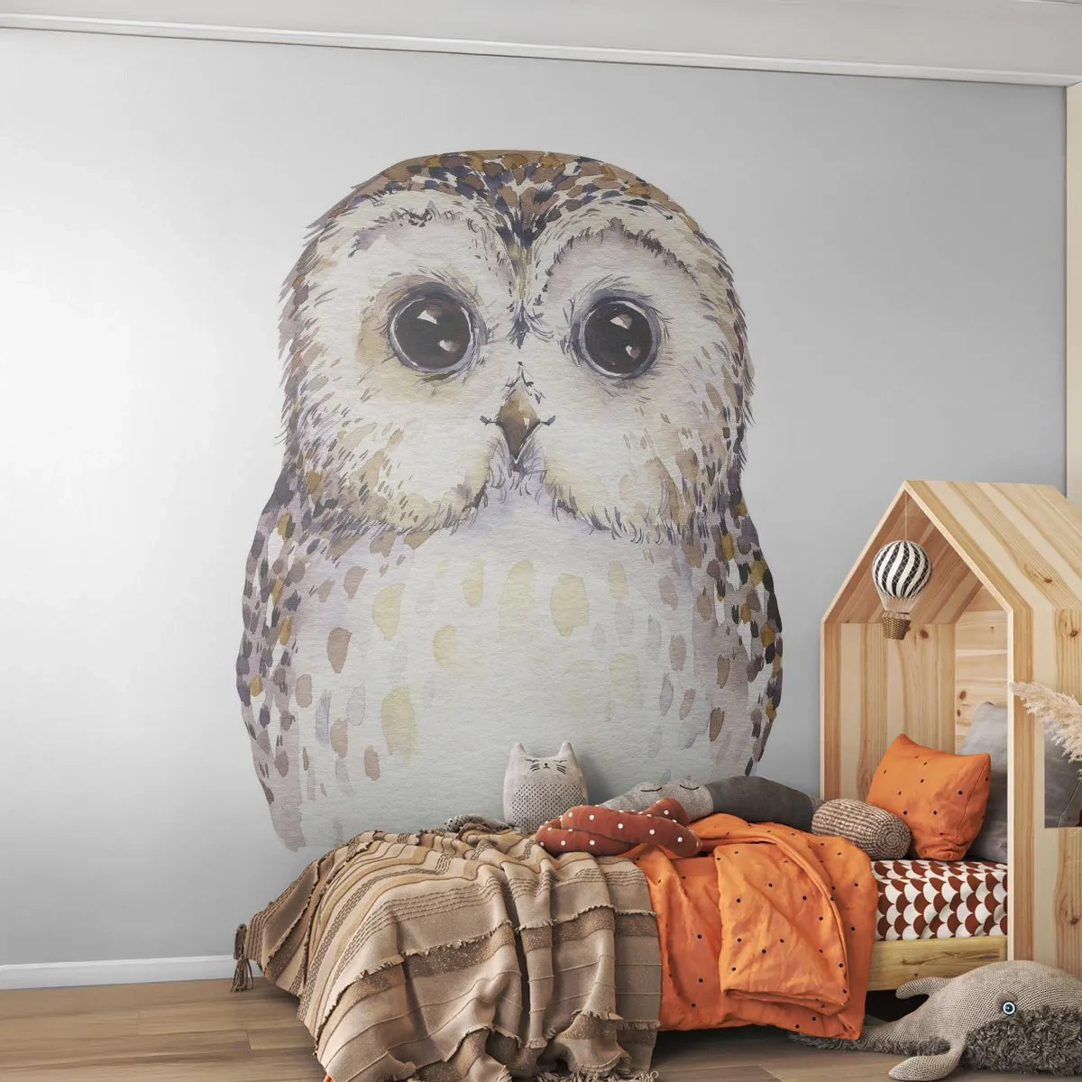 Papier Peint Photo Premium Canvas - Regarde-moi dans les yeux - Hibou, Oiseau, Graphique - 450x315 cm