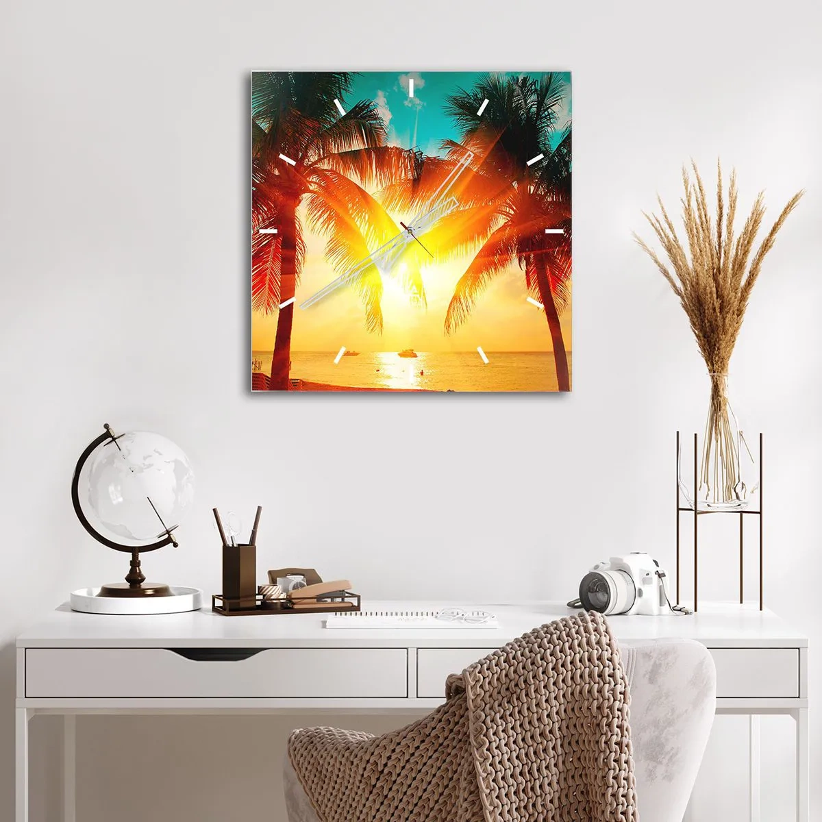 Horloge murale - Pendule murale - Couple exotique - 30x30 cm