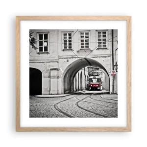 Affiche dans un chêne clair - Poster - Dans le labyrinthe de la ville - 40x40 cm