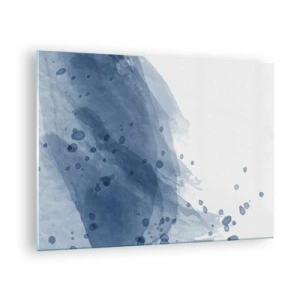 Impression sur verre - Image sur verre - Tache d'aquarelle dans les tons de bleu - 70x50cm - Tulle bleu - Décoration murale moderne pour le salon et la chambre ARTTOR