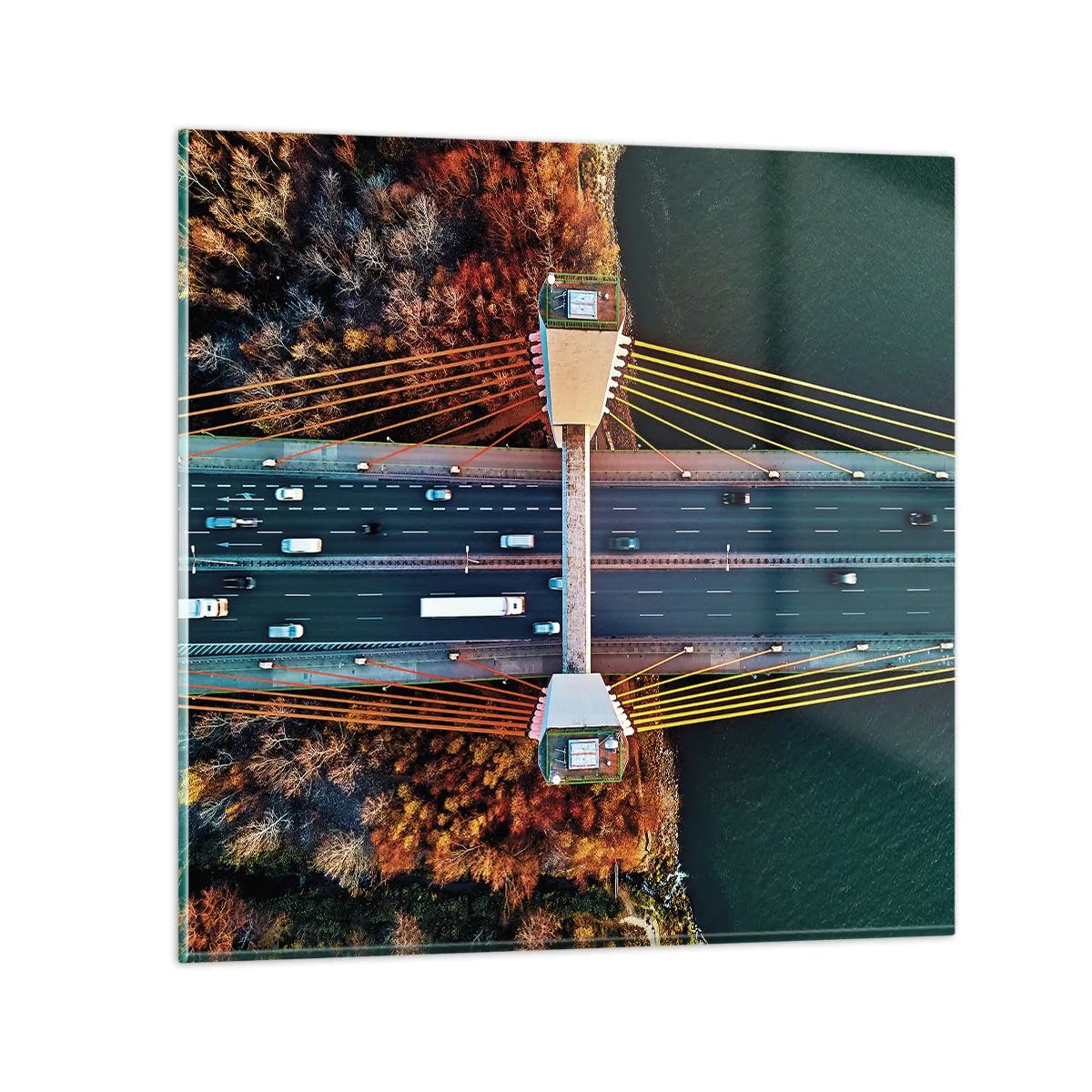 Impression sur verre - Image sur verre - Au dessus de l'eau et de la forêt - 40x40 cm