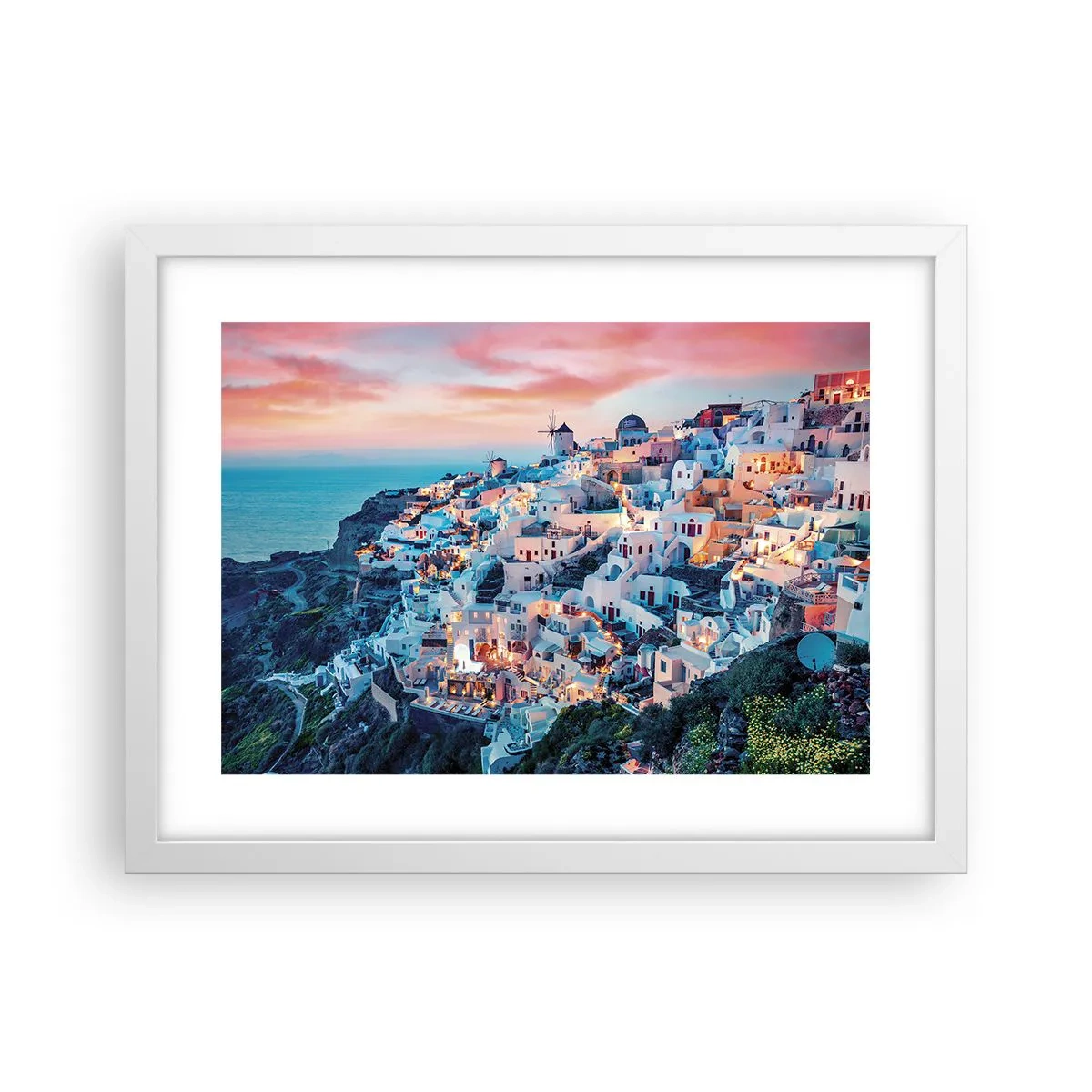 Affiche dans un cadre blanc - Poster - Vos grandes vacances en Grèce - 40x30 cm