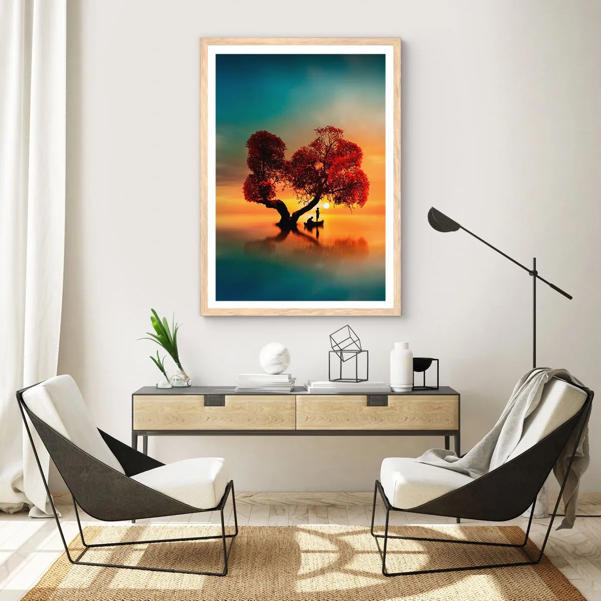 Affiche dans un chêne clair - Poster - Plénitude et éloignement sans monde - 50x70 cm