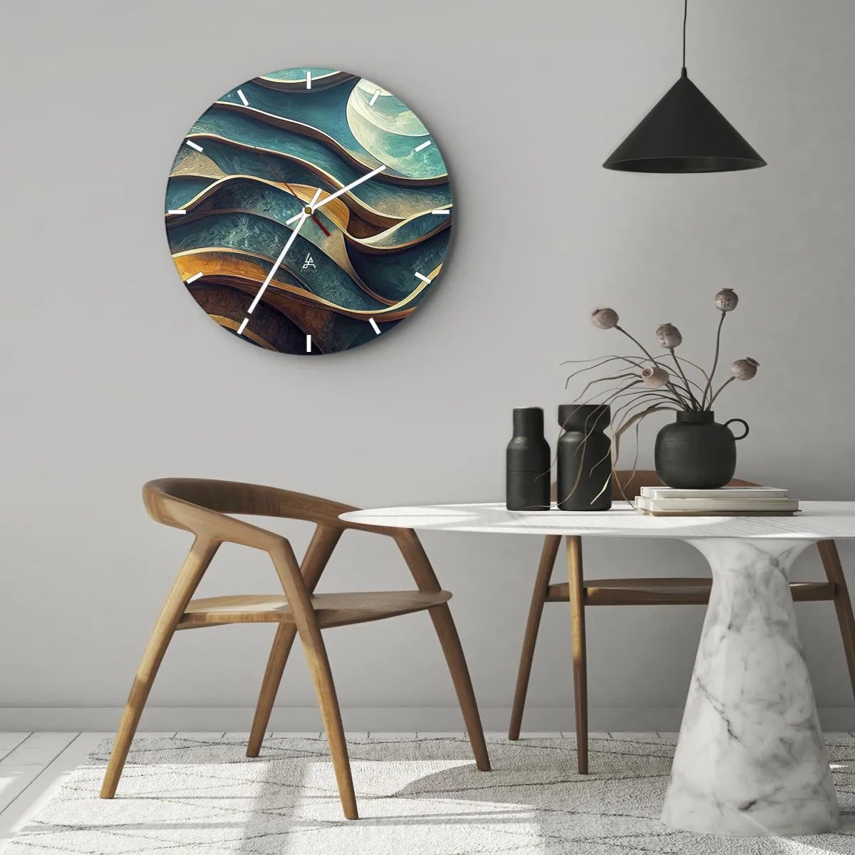 Horloge murale - Pendule murale - Méandres de bleu - 30x30 cm