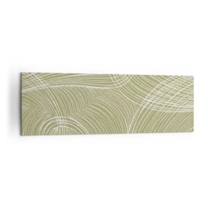 Impression sur toile - Image sur toile - Lignes vertes et blanches dans une composition abstraite - 160x50cm - Abstraction complexe de blanc - Décoration murale moderne pour le salon et la chambre ARTTOR