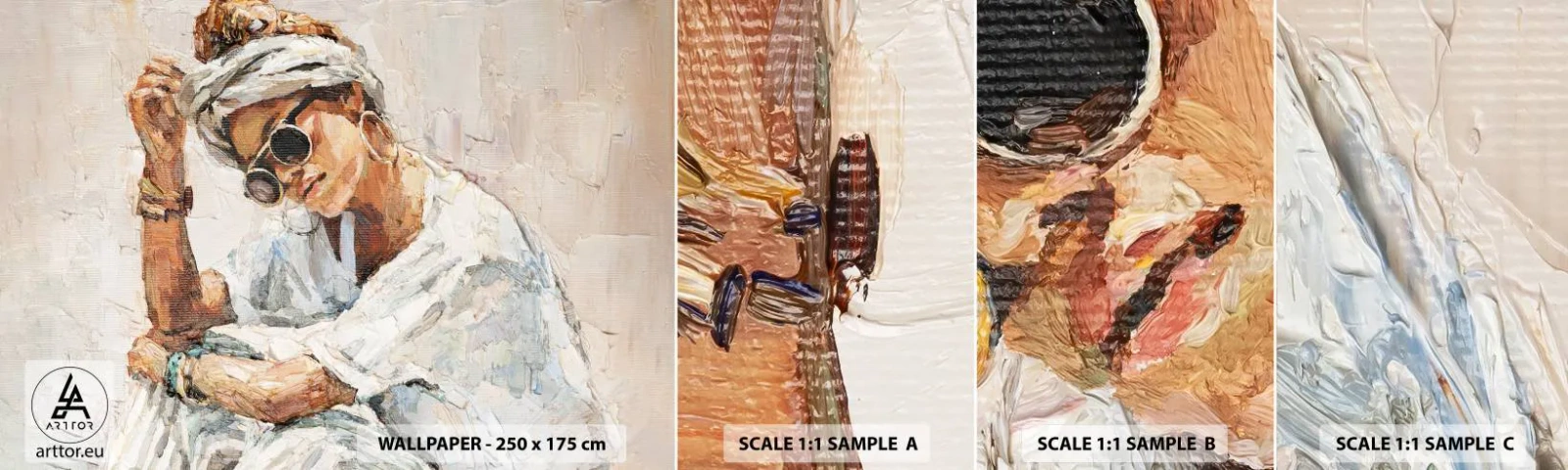 Échantillon De Papier Peint Standard Eco - Portrait en plein soleil - Portrait, Bohème, Huile - 100x30 cm